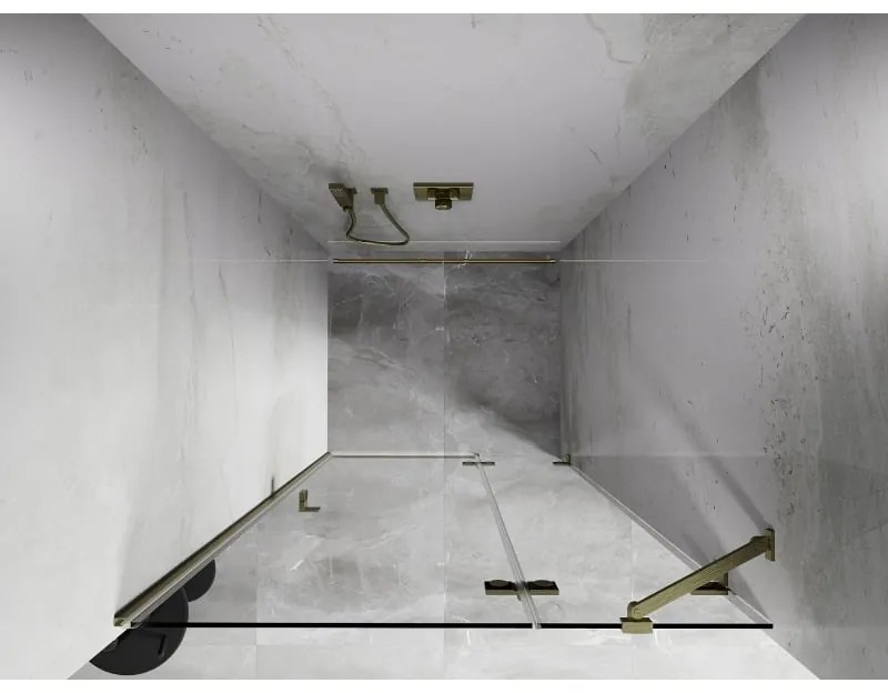 Mexen, Mexen Lunar pravé otočné sprchové dvere 100 cm, transparentné, brúsené zlato - 834-100-000-55-00-P