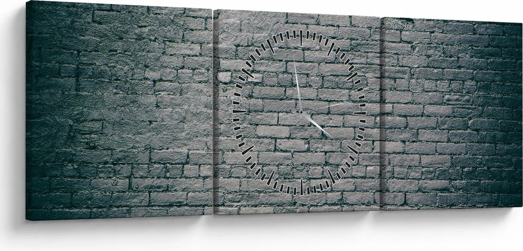 Obraz tehlovej steny (s hodinami) (90x30 cm)
