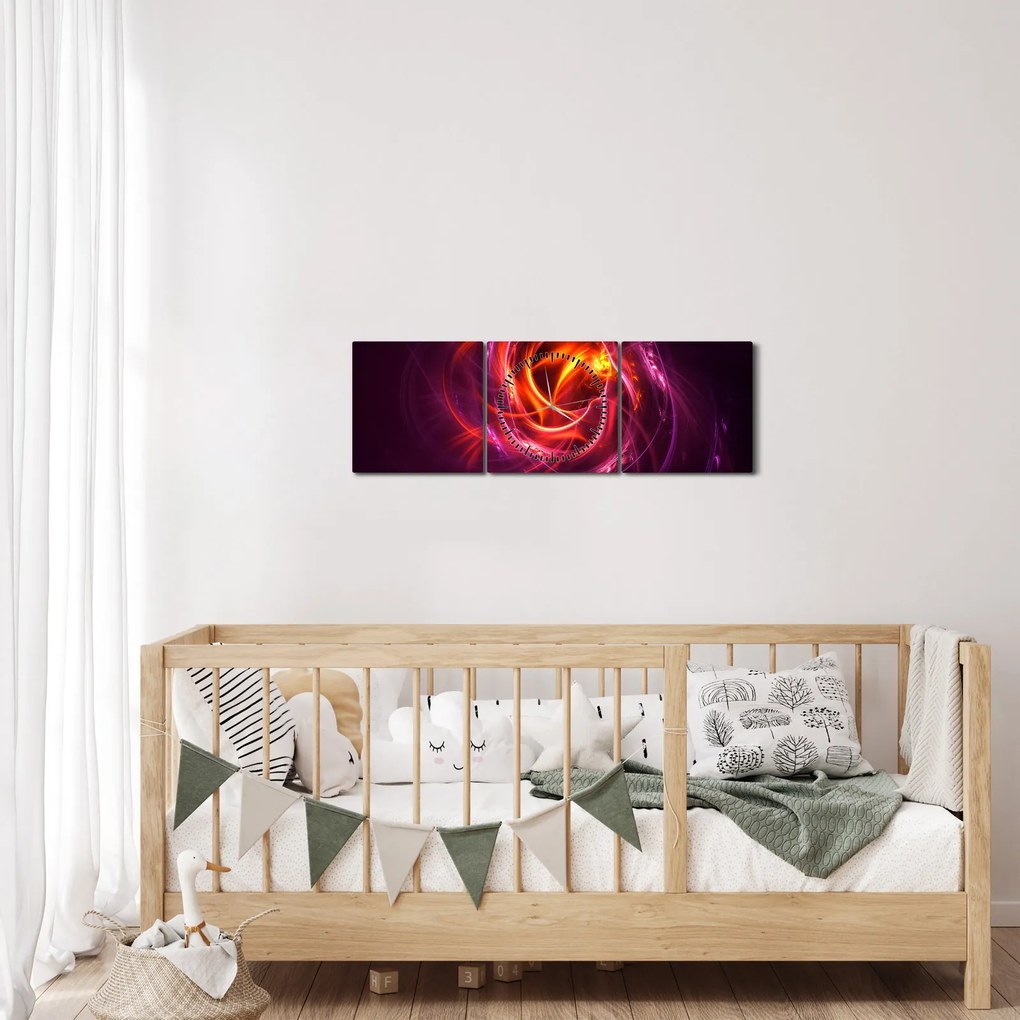 Obraz svietiacej modernej abstrakcie (s hodinami) (90x30 cm)