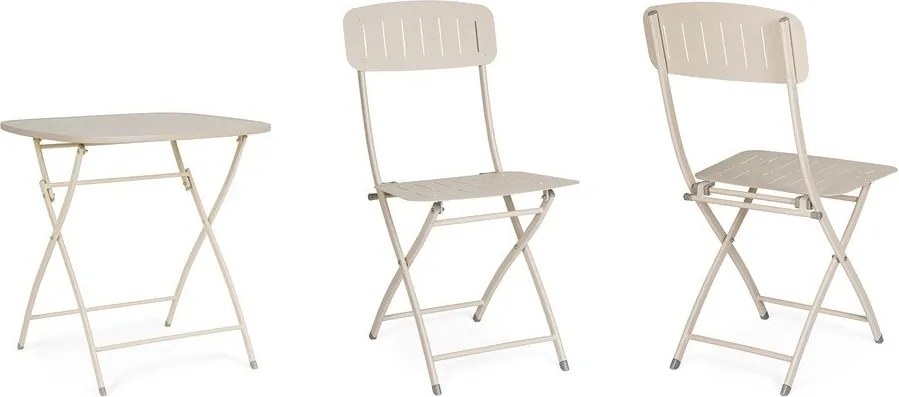 Béžová oceľová záhradná jedálenská súprava pre 2 Yvonne – Bizzotto