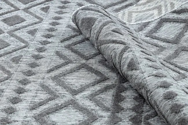 Koberec SOLE D3852 Boho, romby - ploské tkanie sivý