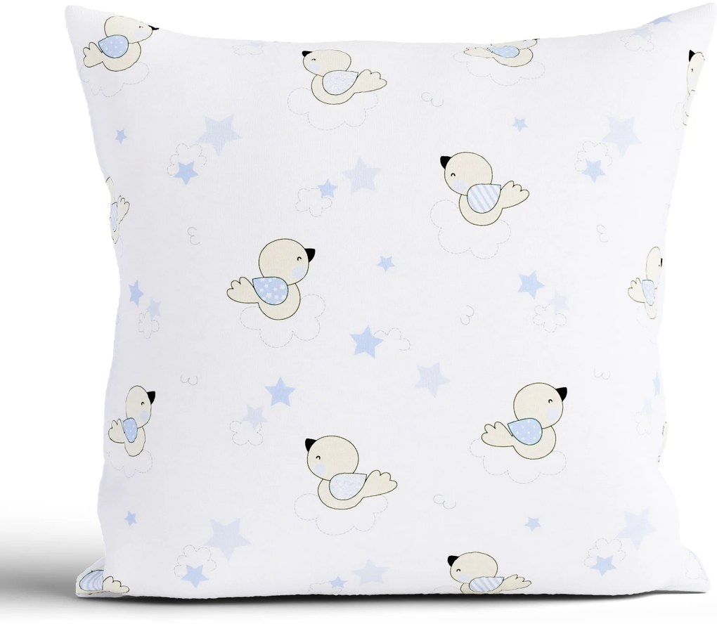 Bavlnená obliečka na vankúš Renforcé 40 × 40 cm - Vtáčiky modré