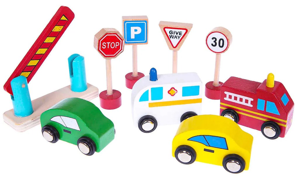 Wellhox Drevená garážová dráha s výťahom + autá