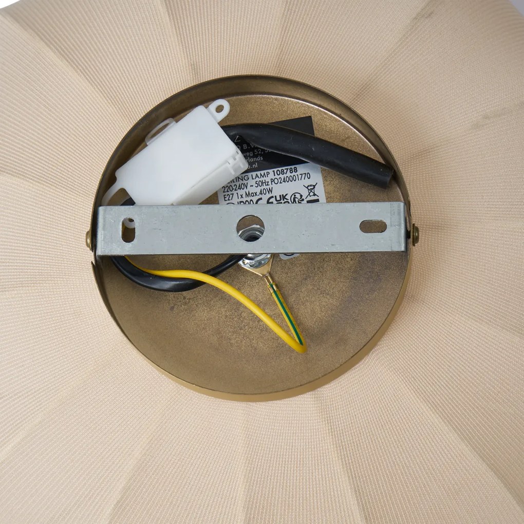 Japandi stropné svietidlo zlaté s béžovým tienidlom - Pluni