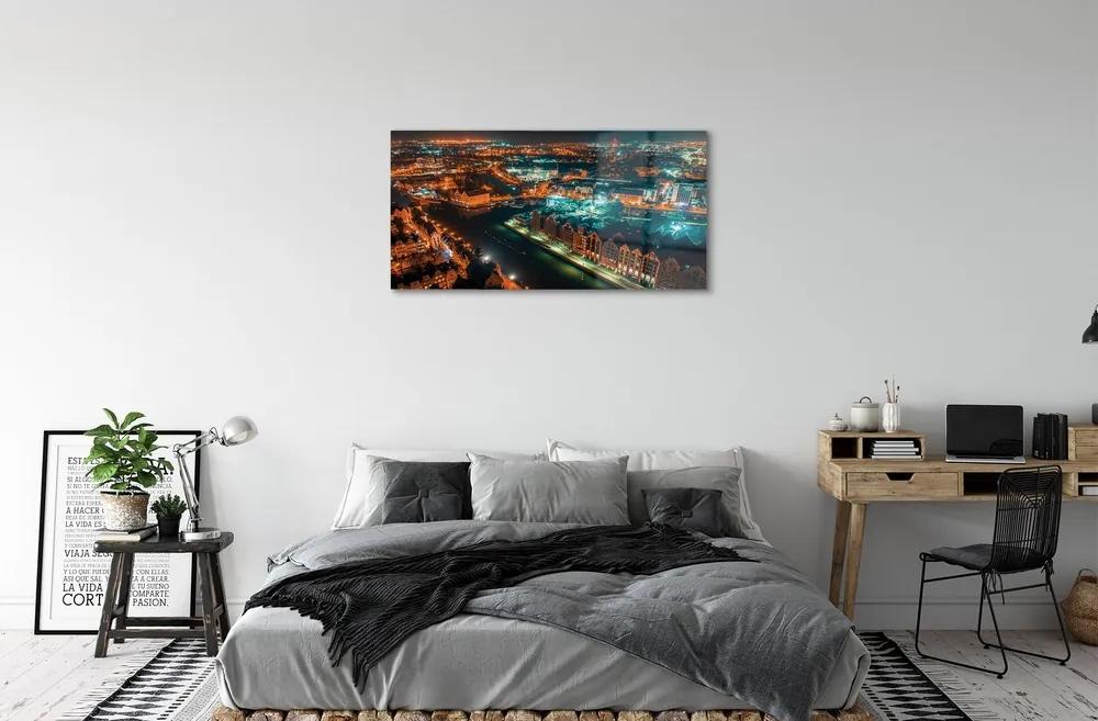 Sklenený obraz Gdańsk River nočné panorama 120x60 cm