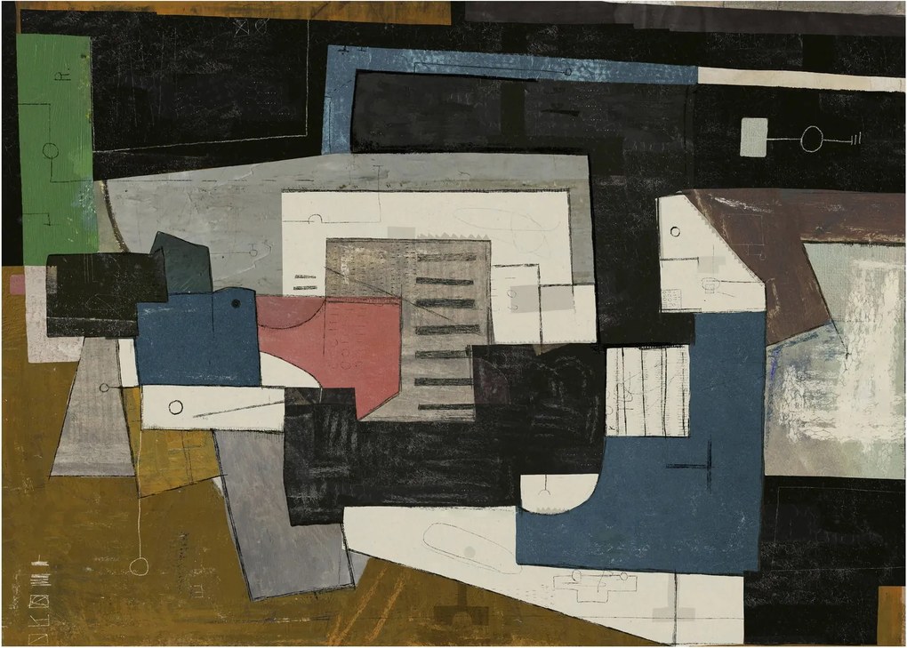 Sklenený obraz - Abstrakcia, kubizmus (70x50 cm)