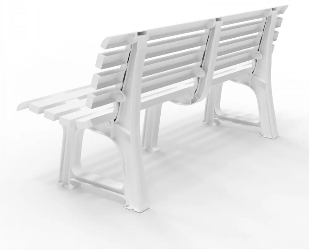 Záhradná lavica MUSKA — plast, biela, nosnosť 240 kg