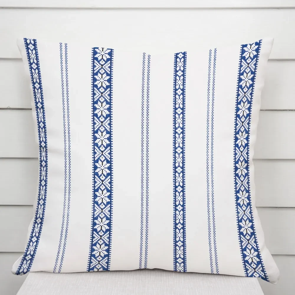 Biante Bavlnená obliečka na vankúš Sandra SA-590 Modrý ľudový vzor na bielom 40 x 60 cm