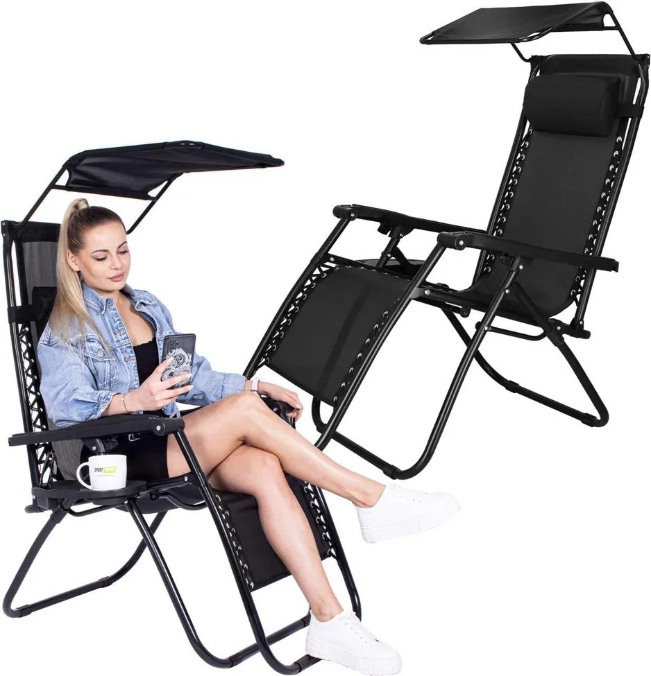 Záhradné lehátko so strieškou SPRINGOS GC0003