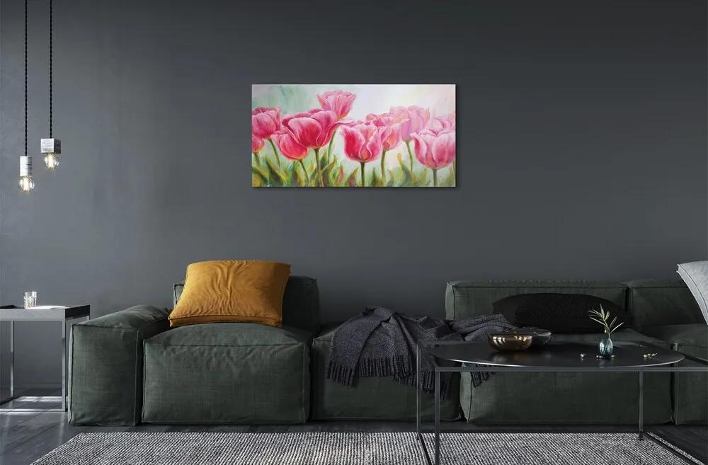 Obraz na skle tulipány obrázok 125x50 cm