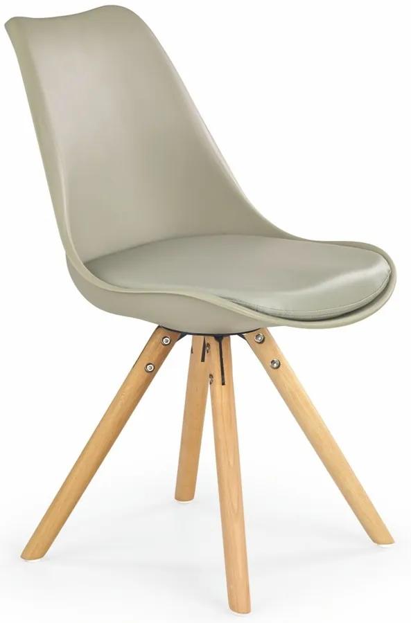 Jedálenská stolička K201 – masív / plast / ekokoža, viac farieb Biela