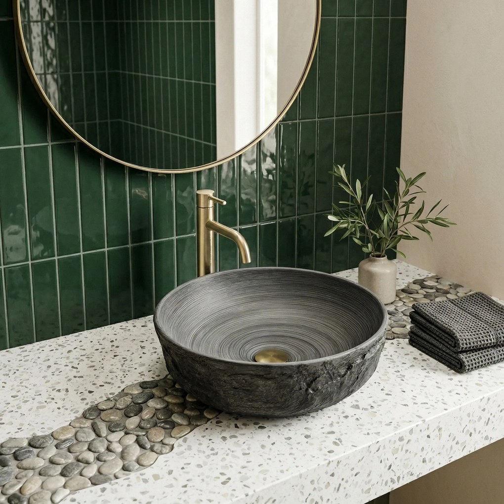 Rea Babilon Silver, umývadlo na dosku 420x420x130 mm, šedá, REA-U5417