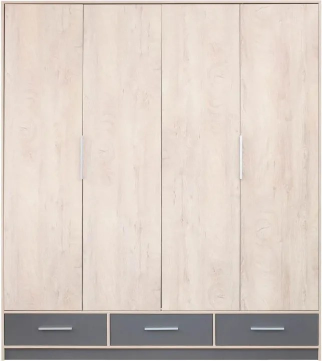 Šatník strieškou, dub sonoma / biela mat+zrkadlo