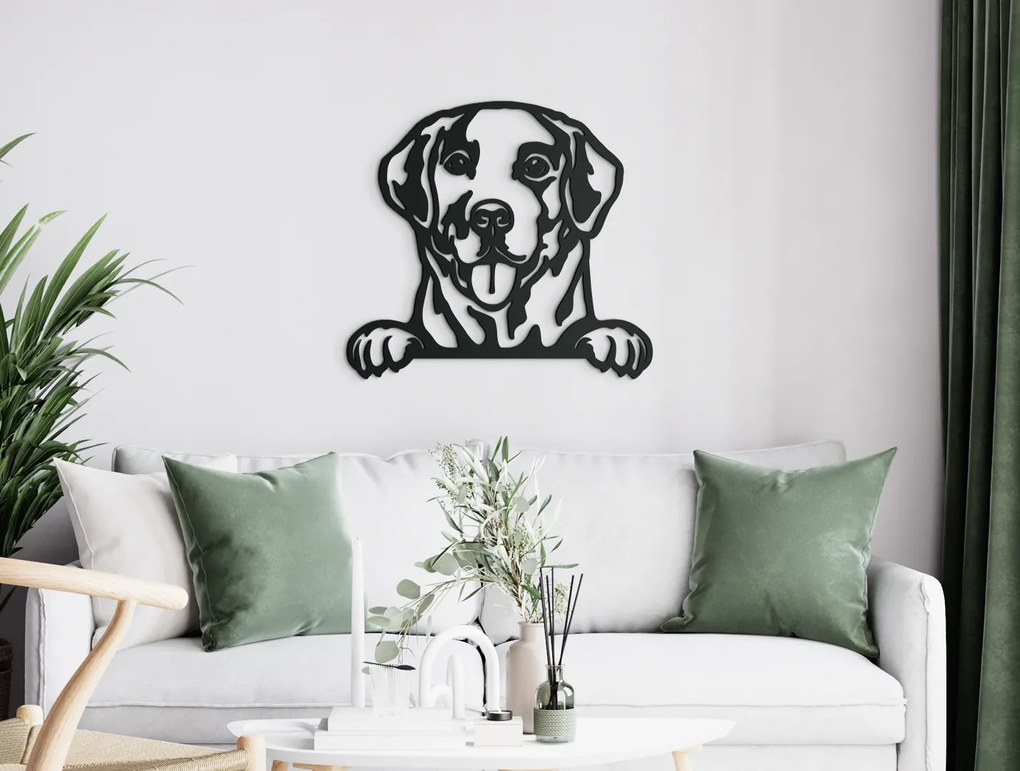 drevko Drevený obraz na stenu Labrador Rozmer obrazu: 39,5 x 44,5 cm, Farba dekorácie: Čierna