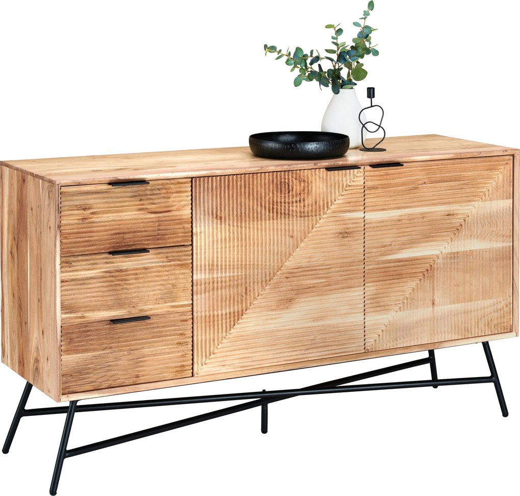 XXXLutz ŠIROKÁ KOMODA, akácia, čierna, farba akácie, 145/80/45 cm Ambia Home - Komody - 001630018201