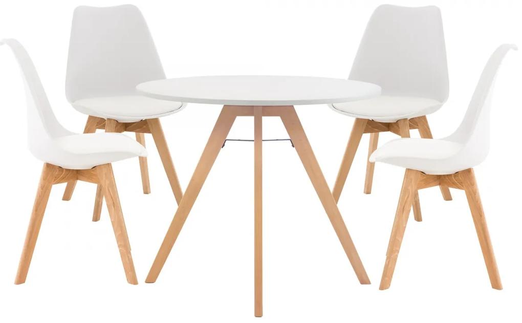 Jedálenska súprava stoličiek a stola Livik (SET 4+1), biela