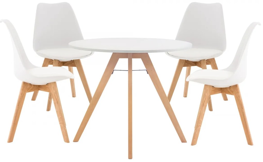 Jedálenska súprava stoličiek a stola Livik (SET 4+1), biela