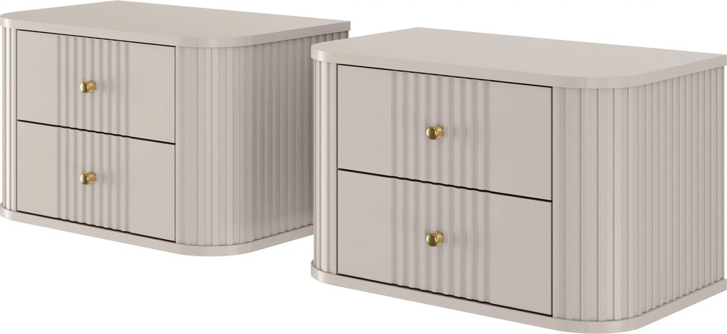 Nočné stolíky na stenu Vespera 56 cm - 2 ks - kašmírová / zlatá