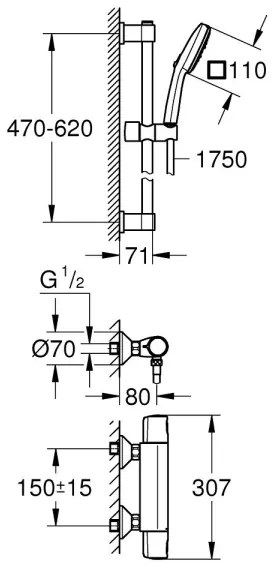 GROHE 34237003 - Termostatická sprchová batéria PRECISION TREND 150 mm chróm