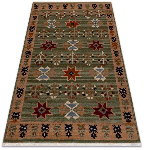 Koberec KESHAN, strapce 6902/53533 zelený / terakota