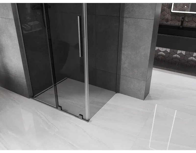 Mexen Velar L, sprchový kút s posuvnými dverami 90 x 110 cm, 8mm šedé sklo, grafit brúsený, 871-090-110-43-66