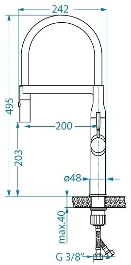 ALVEUS 1150892 - Drezová batéria s flexibilným ramienkom so sprškou MIRAGE 49,5cm