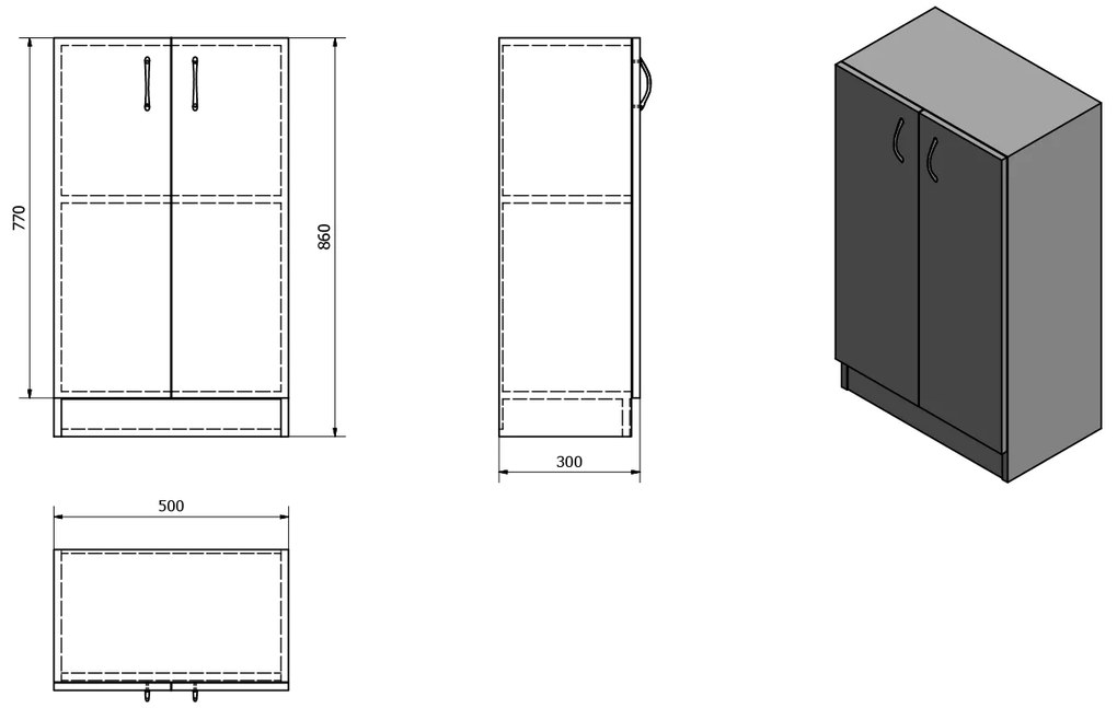 Aqualine Aqualine, SIMPLEX ECO nízka skrinka 50x86x30cm, SIME540