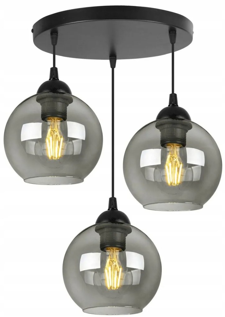 Závesné svietidlo Haga, 3x sklenené tienidlo (mix 3 farieb), o