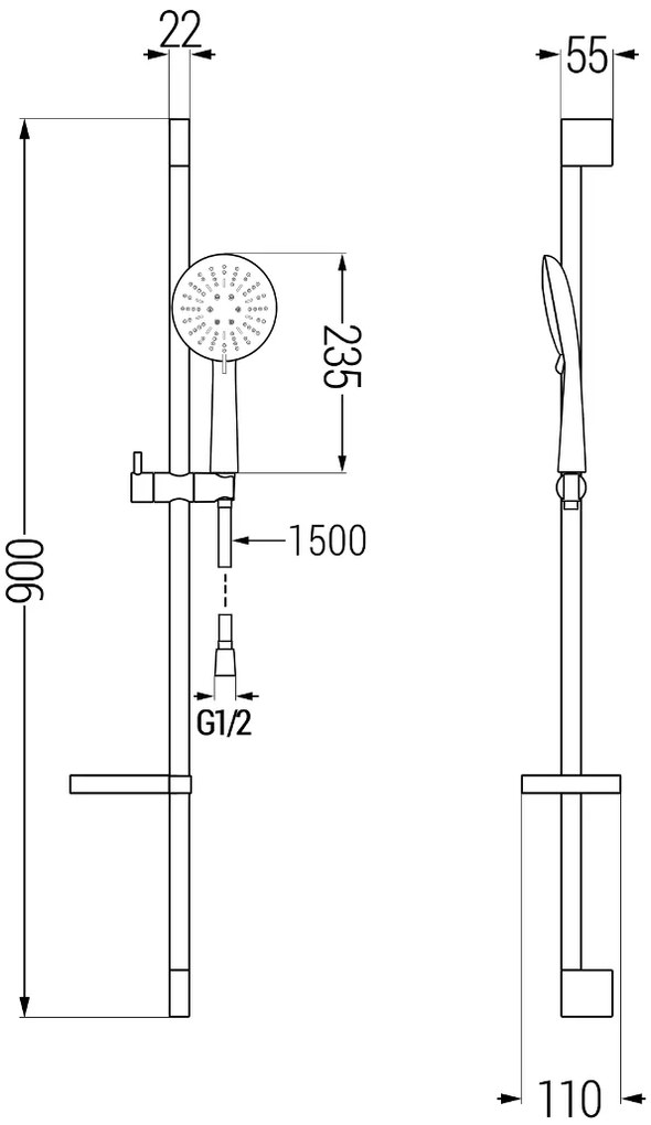 Mexen - DS67 sprchový set, chróm, 785674583-00