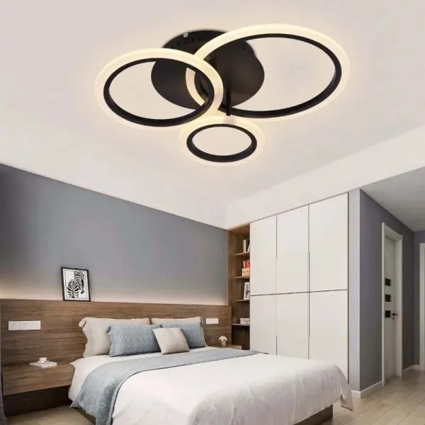 LED Stmievateľný prisadený luster LED/40W/230V čierna + diaľkové ovládanie