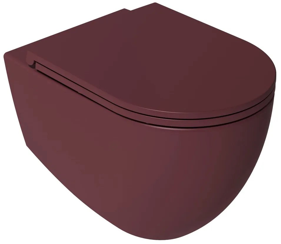 Isvea Isvea, INFINITY závesná WC misa, Rimless, 36,5x53cm, Matná maroon Red, 10NF02004-2R