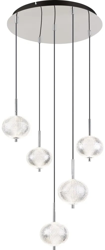 Globo 16042-5HC - LED Luster na lanku AIDA 5xLED/6,6W/230V 3000K/4500K/6500K