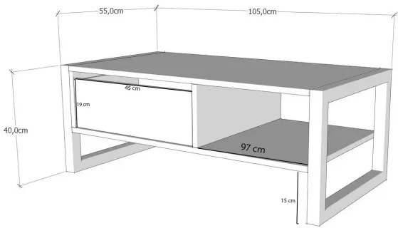 Konferenčný stolík, 105 x 40 x 55 cm, farba borovica