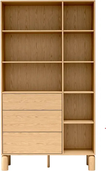 Moderná dizajnová knižnica CAJA dub bookmatch 110 cm