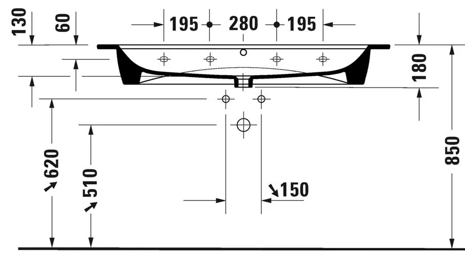 Duravit ME by Starck - Umývadlo do nábytku 1230x490 mm, biela 2361120024