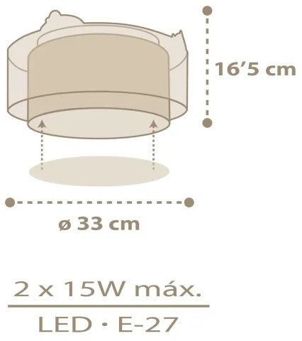 Dalber 76876 - Detské stropné svietidlo BABY CHICK 2xE27/15W/230V