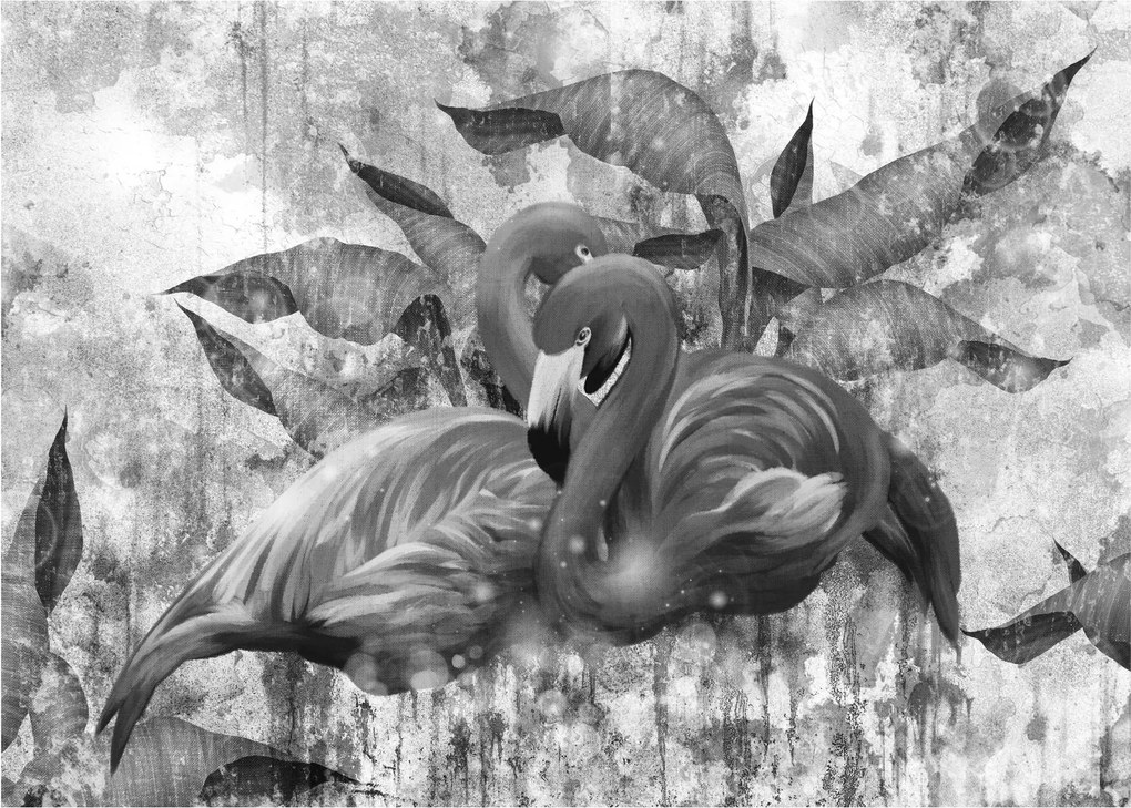Obraz - Plameniaky graffiti (70x50 cm)