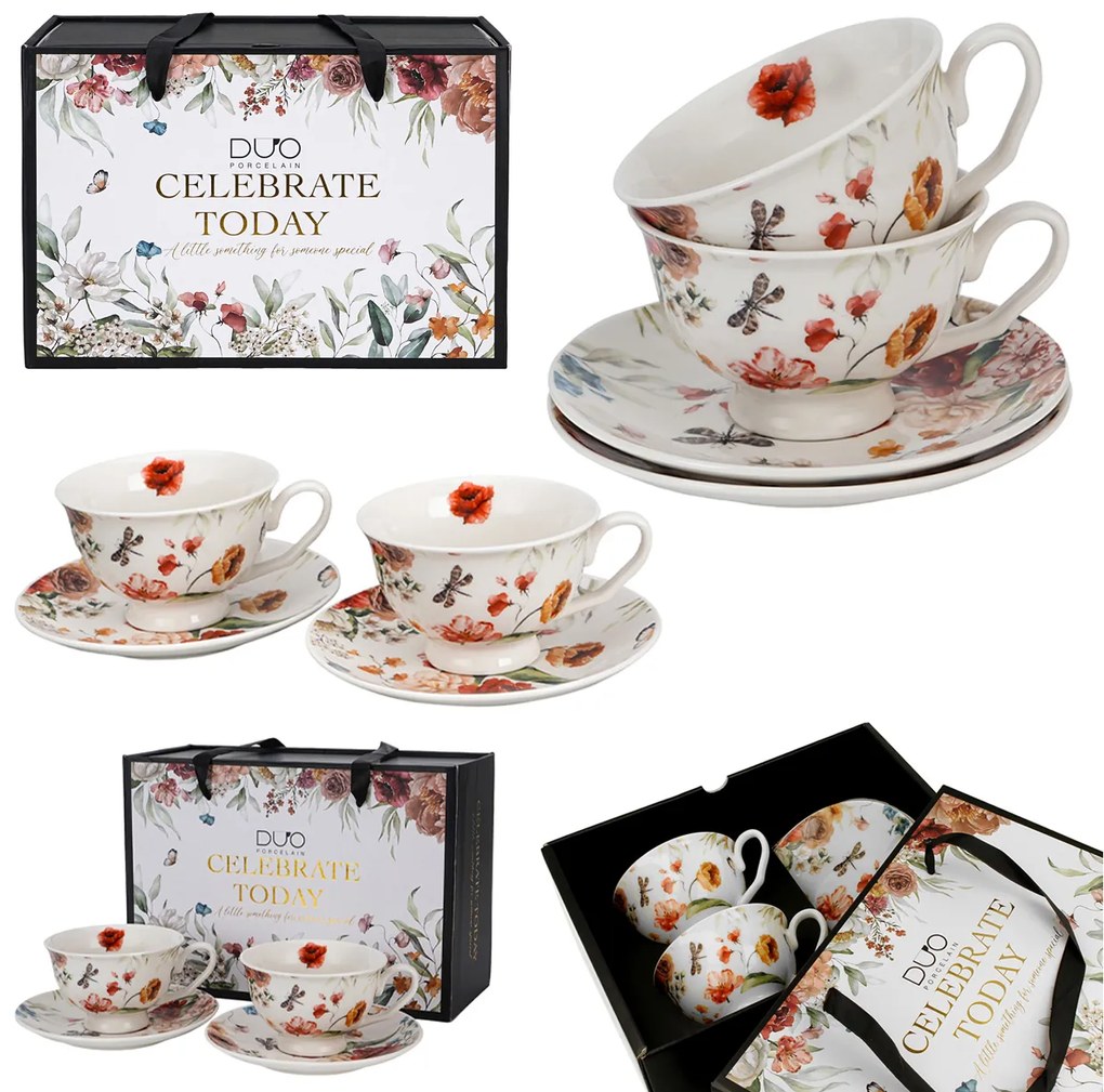 Porcelánová šálka na nohe s podšálkou Royal Rebecca 250 ml sada 2ks