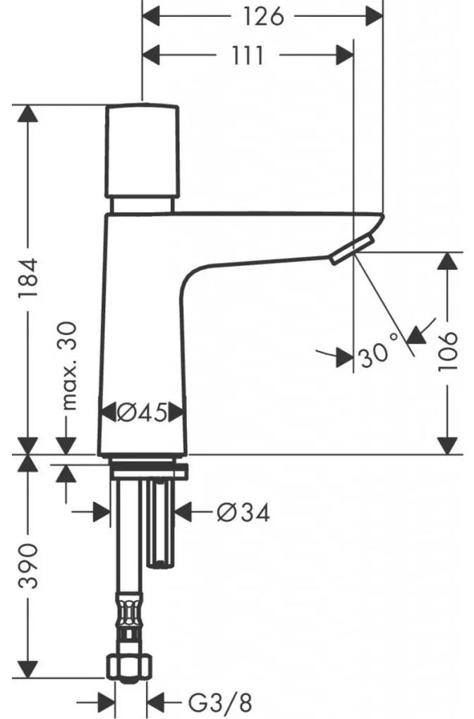 Hansgrohe Talis E - Stojánkový ventil s automatickým uzatváraním pre studenú vodu alebo vopred nastavenú vodu, chróm 71719000