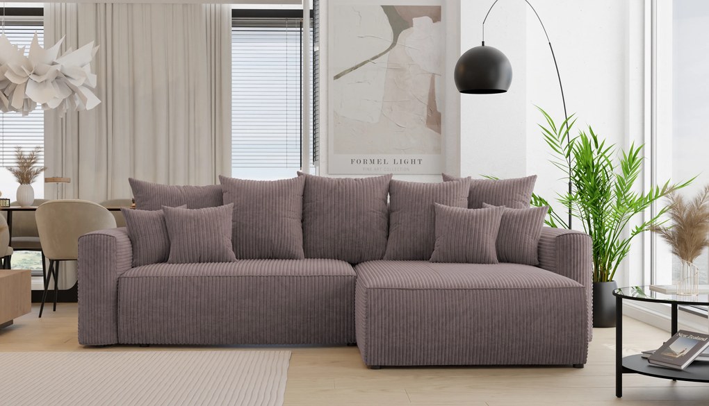 Rohová sedačka Baria (P) (tmavohnedá). Akcia -20%. Vlastná spoľahlivá doprava až k Vám domov. 1133084