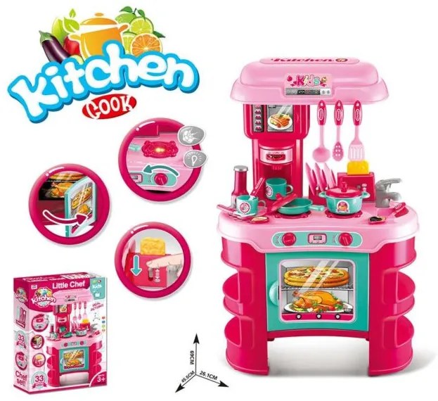 BABY MIX Detská kuchynka Little Chef Baby Mix ružová 32 ks