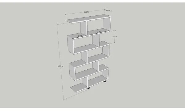 Knižnica ELIF 156x90 cm hnedá