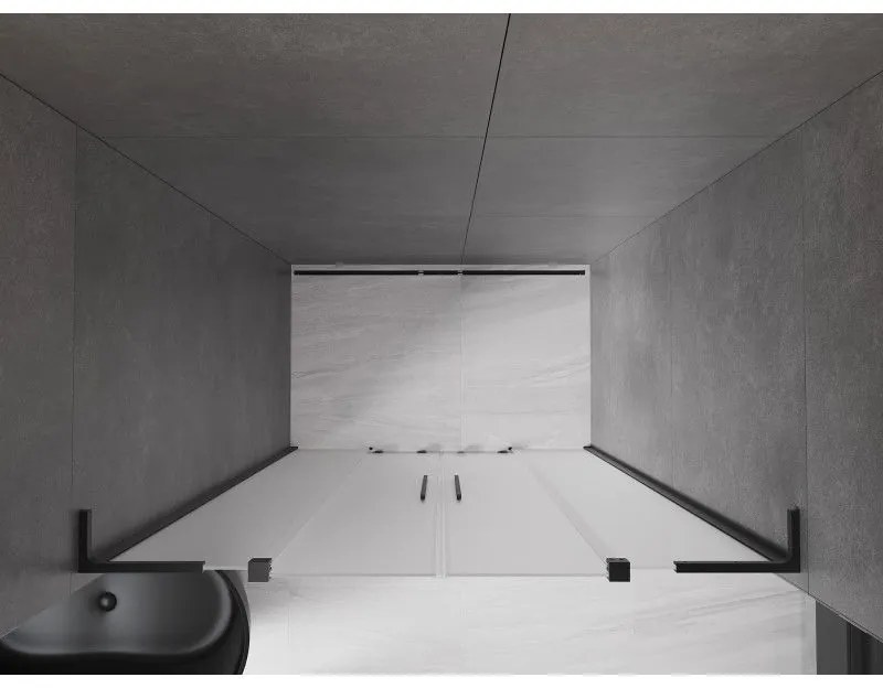 Mexen Velar L Duo, posuvné sprchové dvere do otvoru 150 cm, 8mm sklo námraza, čierna matná, 871-150-003-32-70