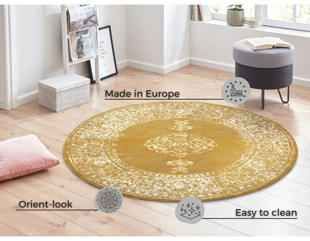 Žltý/oranžový okrúhly koberec ø 160 cm Méridional - Hanse Home