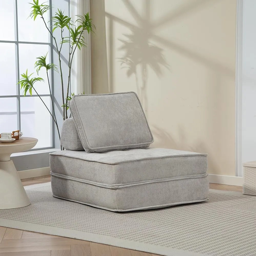 Rozkladacia penová sofa CALMERO - svetlo sivá