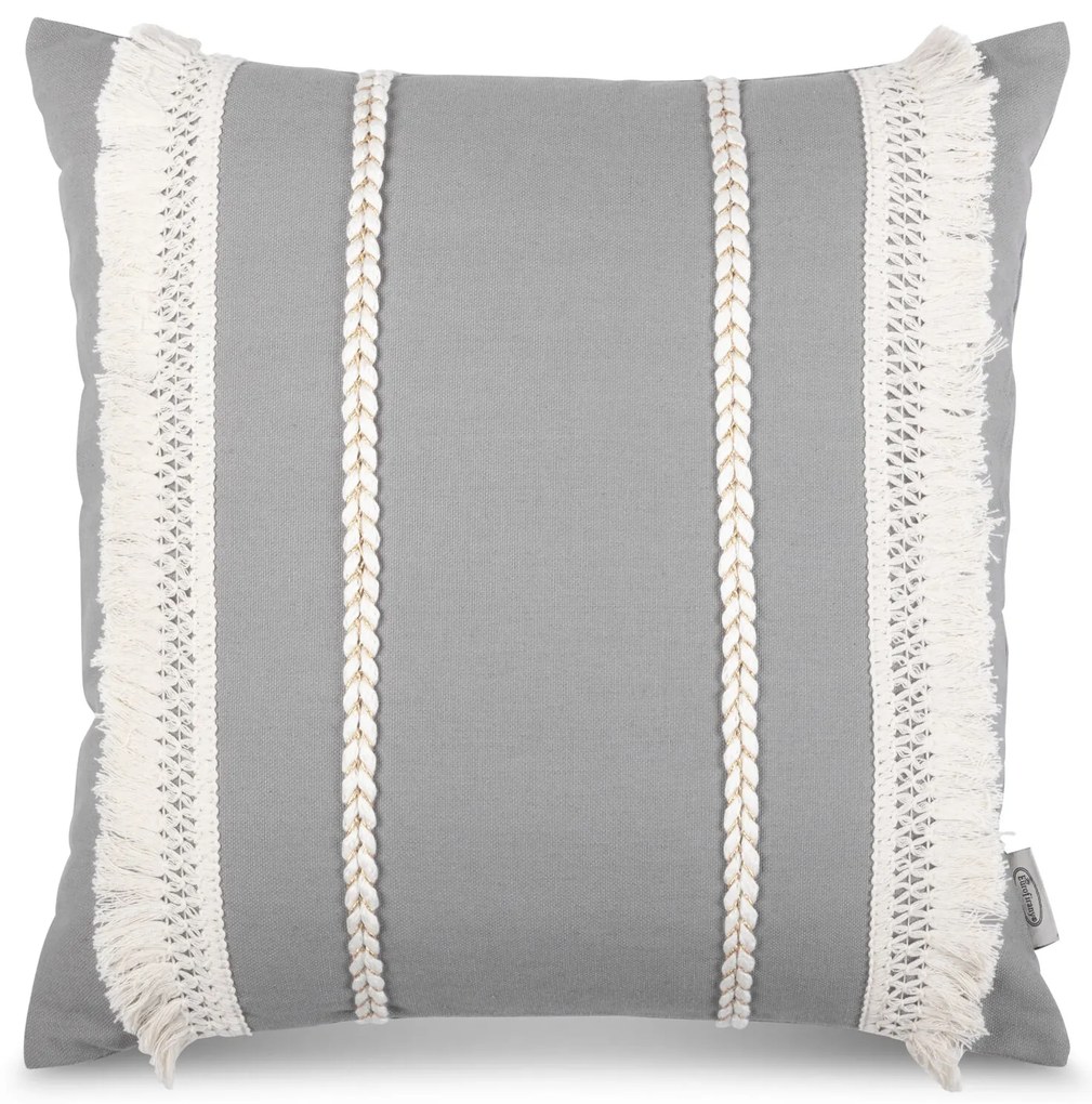 DEKORAČNÁ OBLIEČKA NA VANKÚŠ BOHO1 45X45 CM SIVÁ
