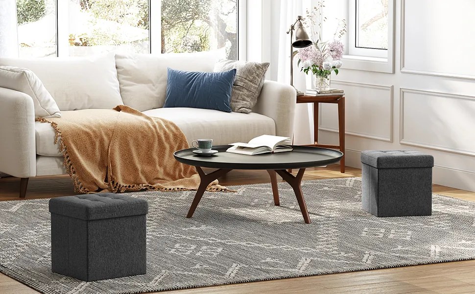 Taburet s úložným priestorom Nestro 30 cm sivý