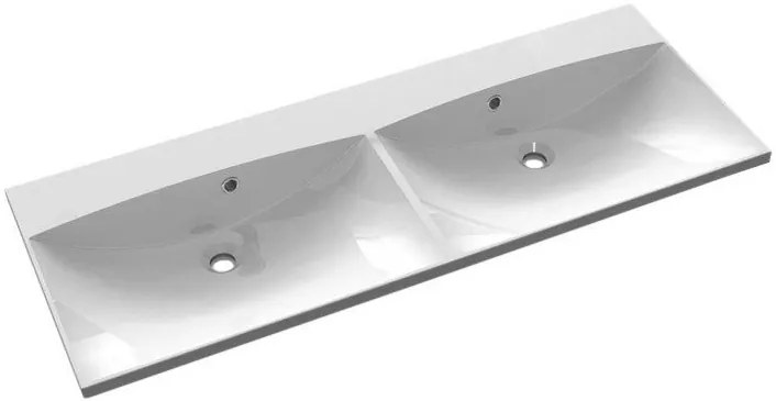 Sapho Sapho, MARIA dvojumývadlo 120x46cm, liaty mramor bez otvoru pre batérie, biela, MA120-0