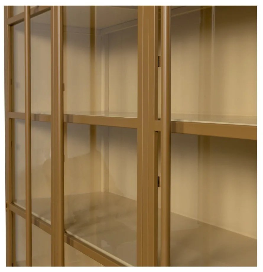 Kovová vitrína v horčicovej farbe 140x200x44 cm Exhibit – WOOOD