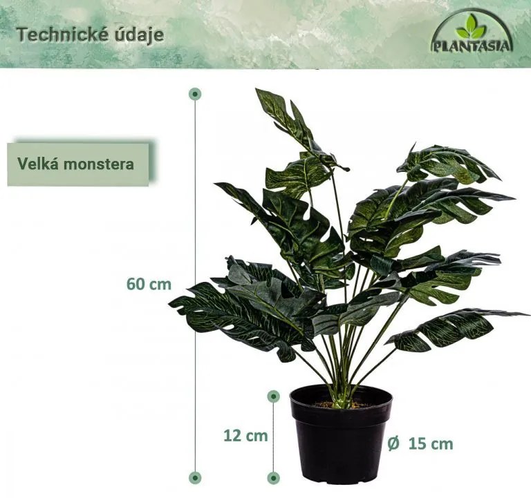 PLANTASIA Umelá rastlina monstera, 60 cm